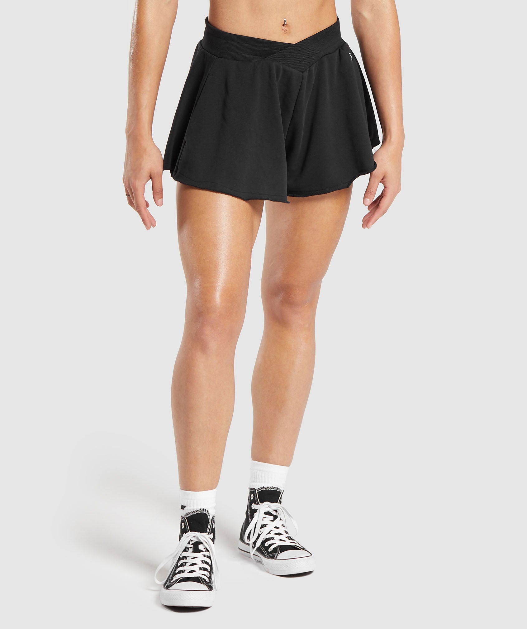 Lifting Crossover Cotton Shorts Black
