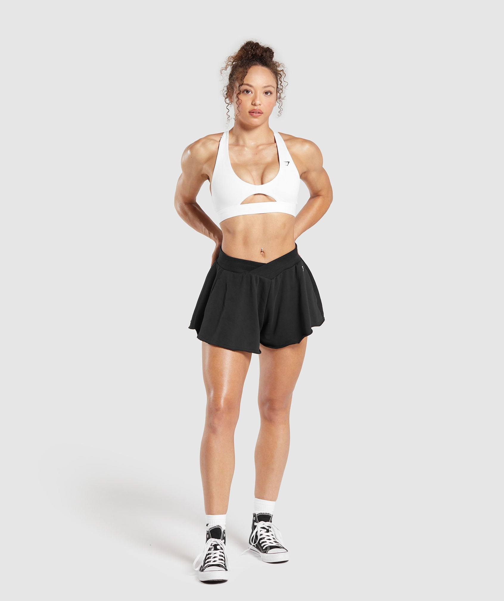 Lifting Crossover Cotton Shorts Black