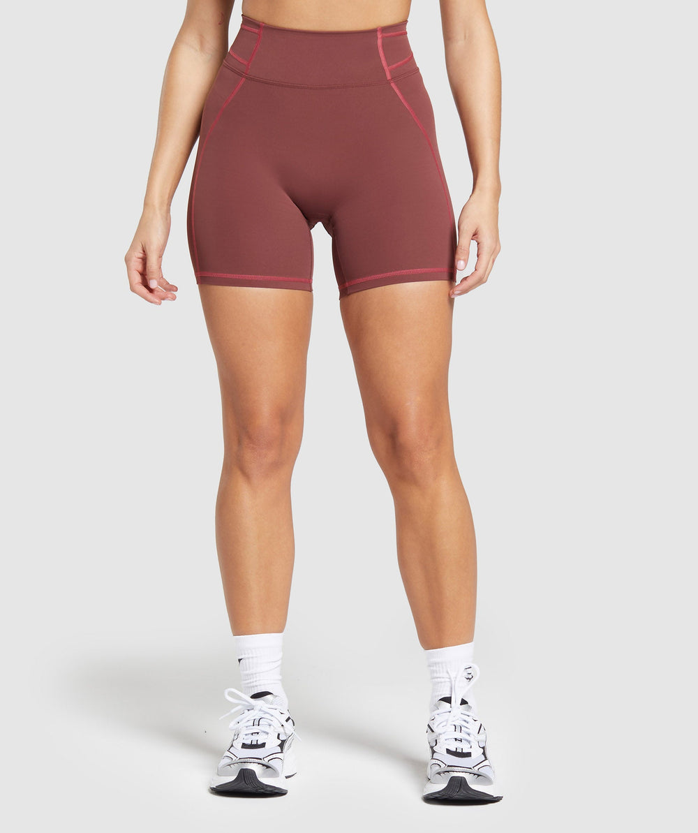 Stitch Feature Shorts Burgundy Brown