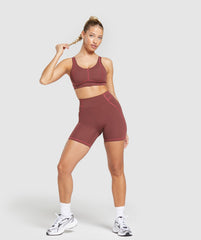 Stitch Feature Shorts Burgundy Brown