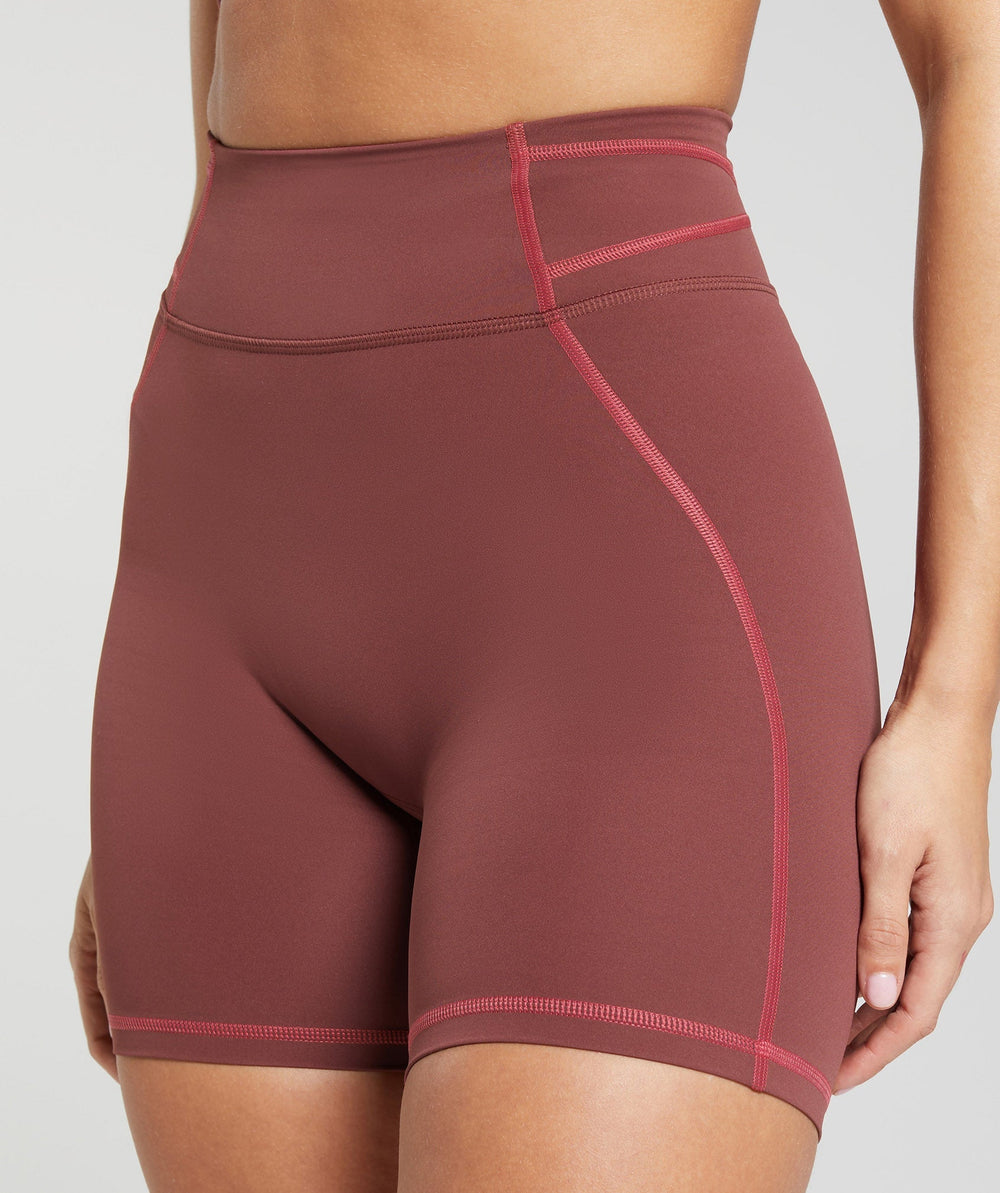 Stitch Feature Shorts Burgundy Brown