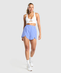 Scallop Hem Shaped Shorts Lift Blue