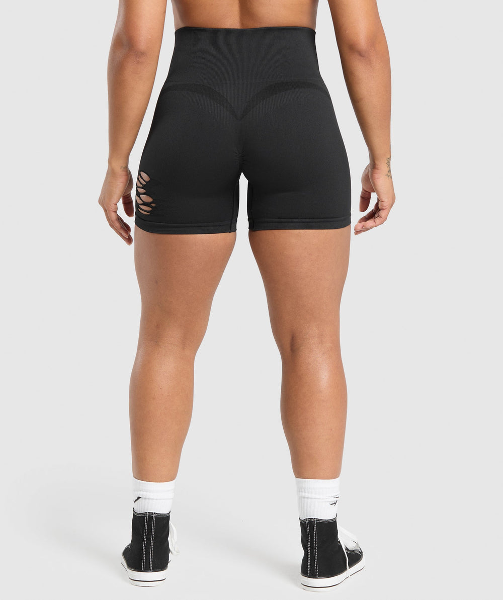 Gains Seamless Distressed Shorts Black