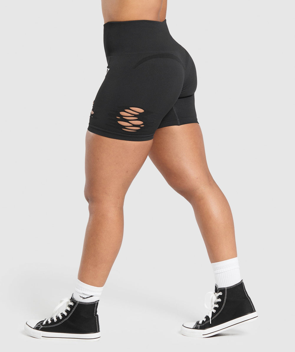 Gains Seamless Distressed Shorts Black