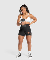 Gains Seamless Distressed Shorts Black