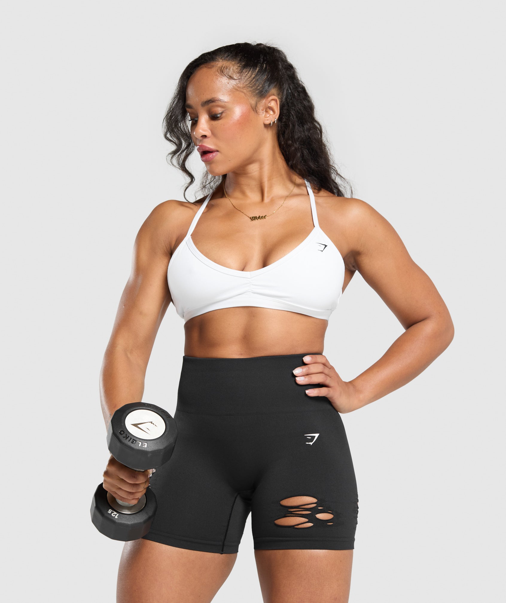 Gains Seamless Distressed Shorts Black
