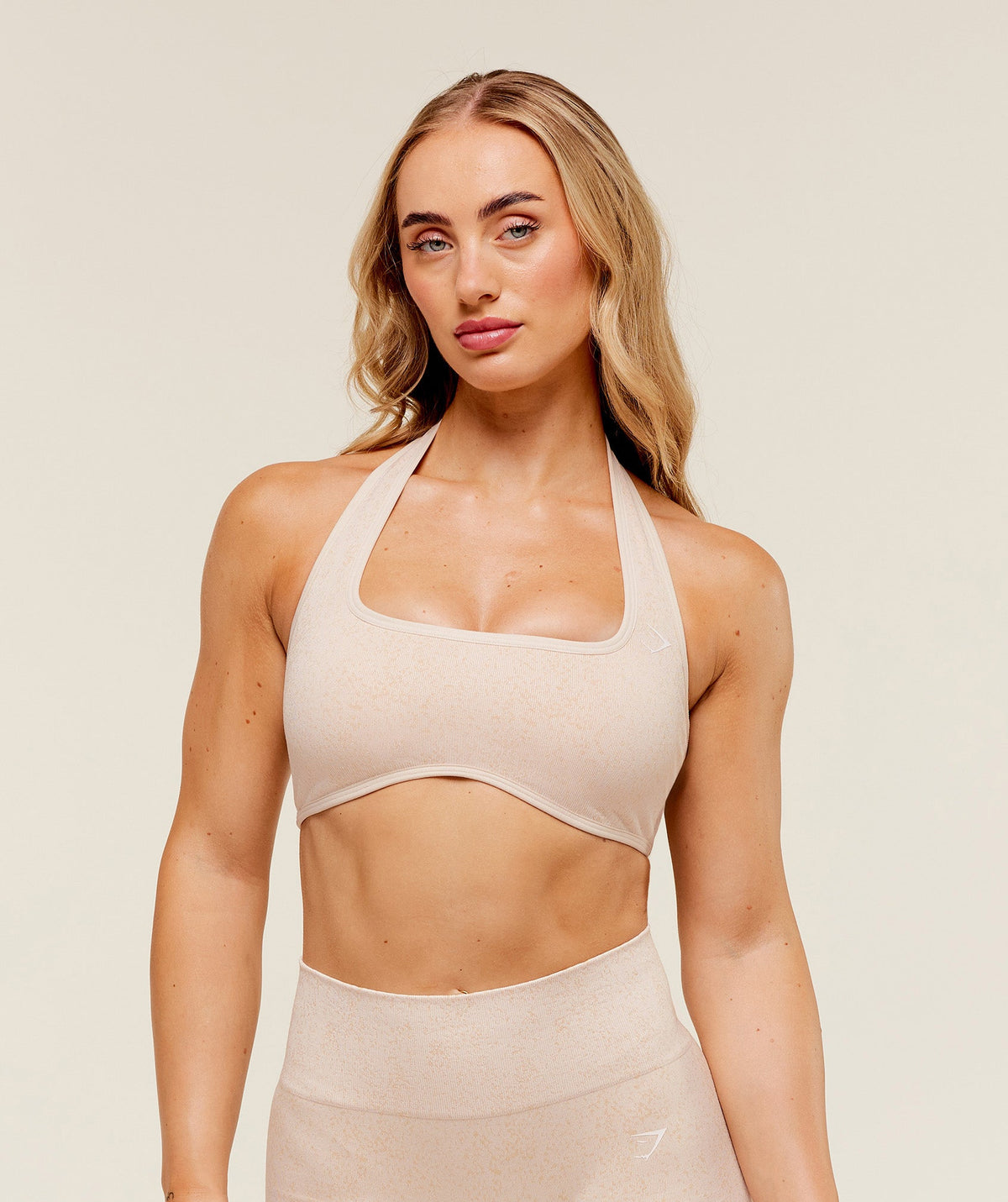 Adapt Fleck x Whitney Halterneck Sports Bra Coconut White