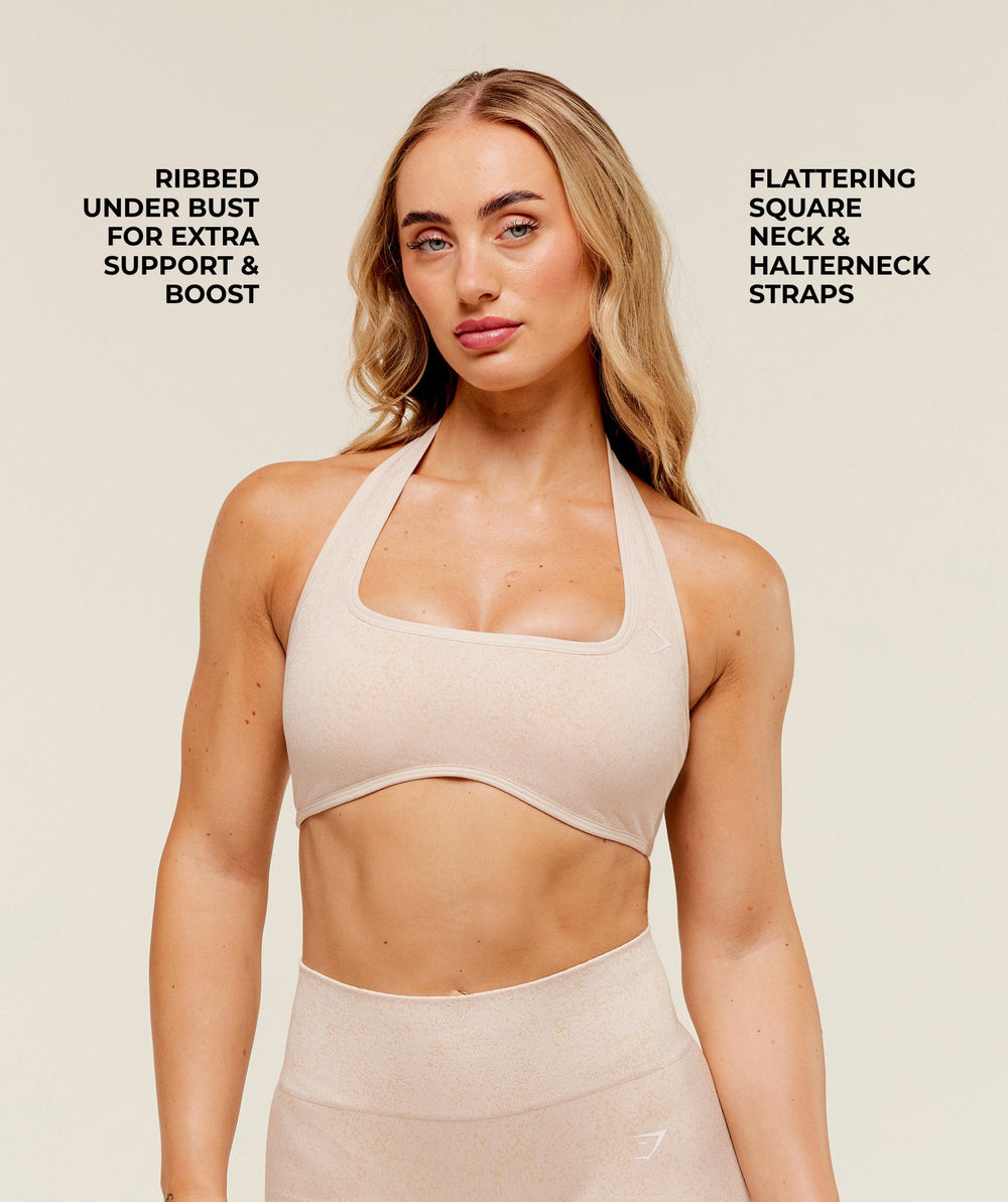 Adapt Fleck x Whitney Halterneck Sports Bra Coconut White