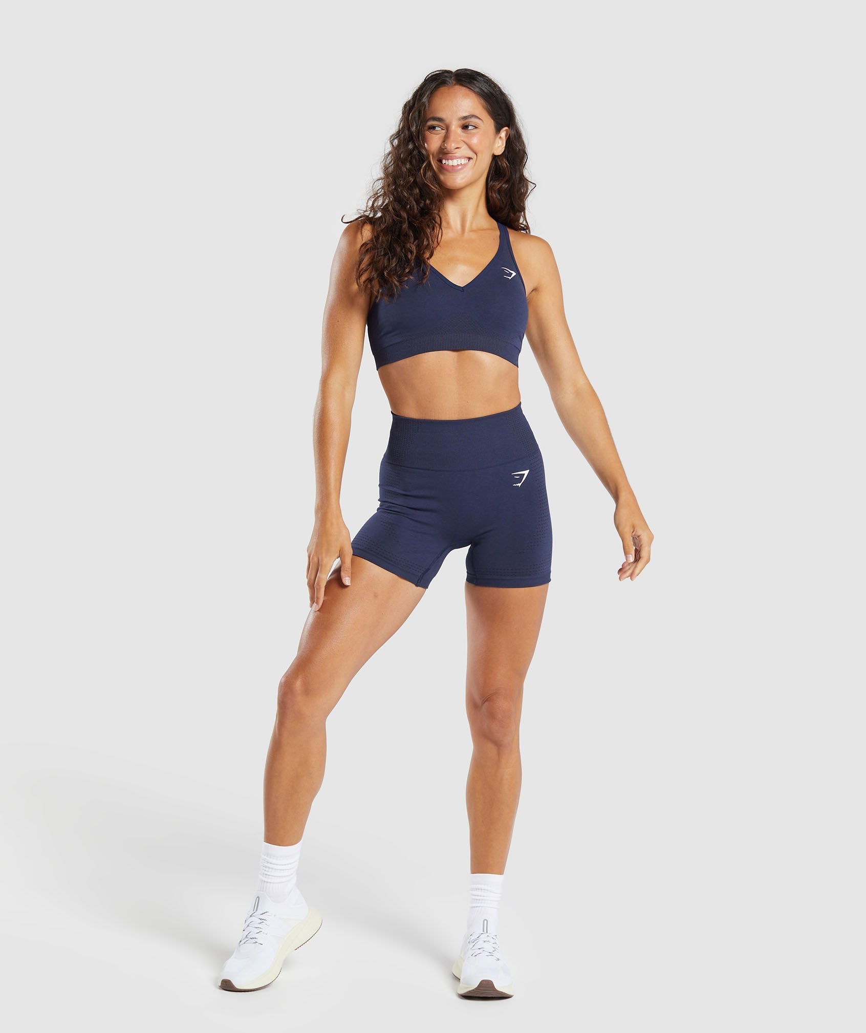 Vital V Neck Sports Bra Heavy Blue/ Marl
