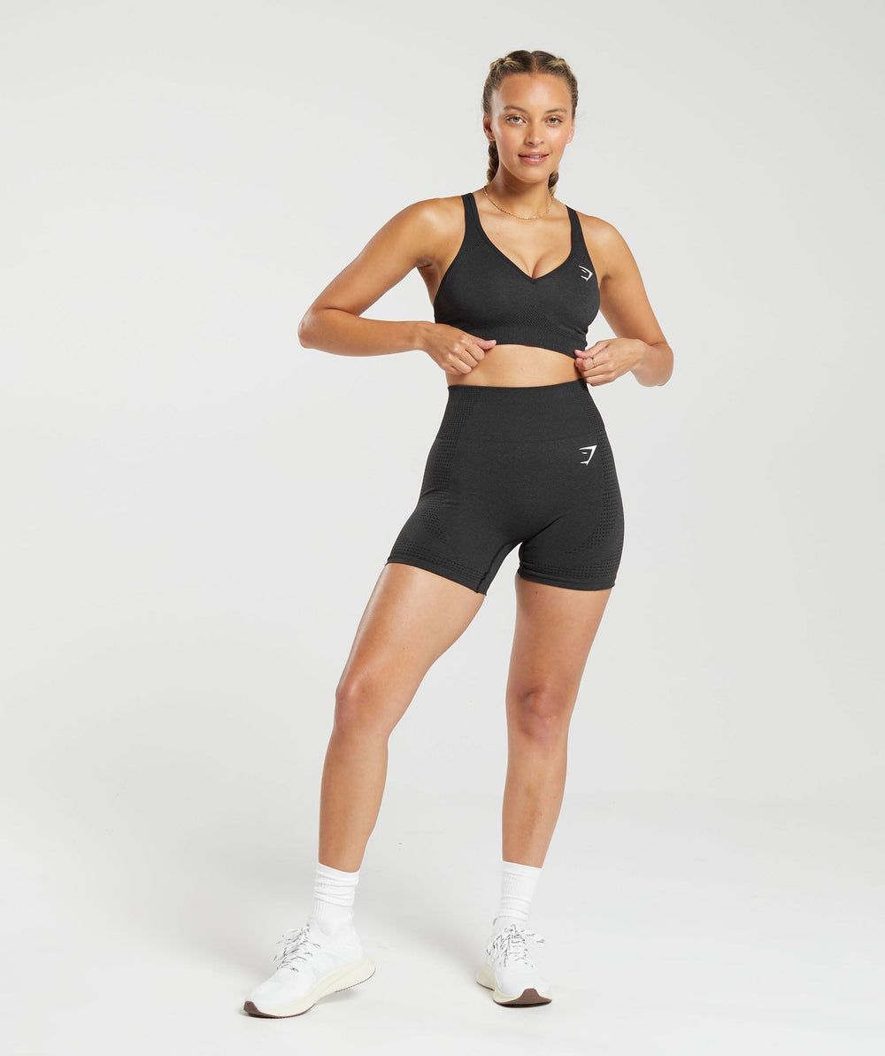Vital V Neck Sports Bra Black Marl