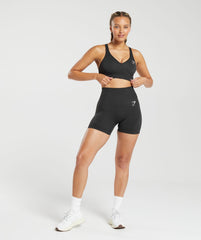 Vital V Neck Sports Bra Black Marl
