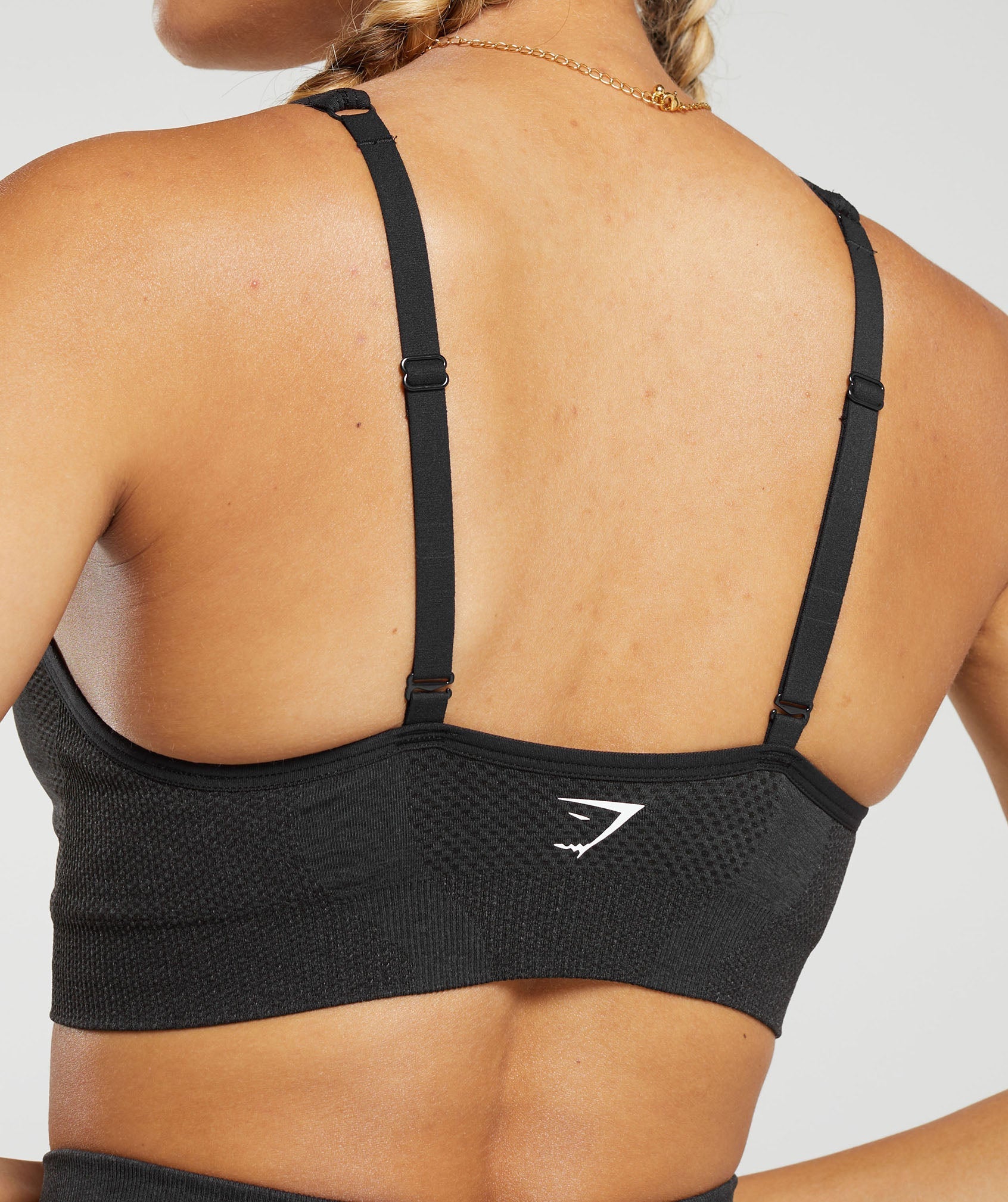 Vital V Neck Sports Bra Black Marl