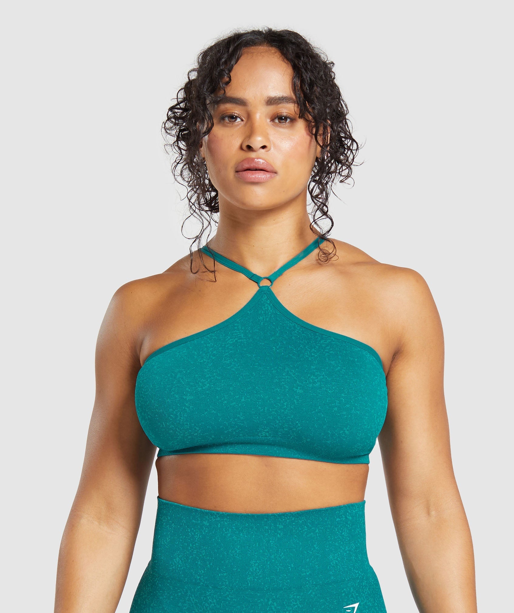 Adapt Fleck Seamless Halterneck Bralette Ocean Teal/Artificial Teal