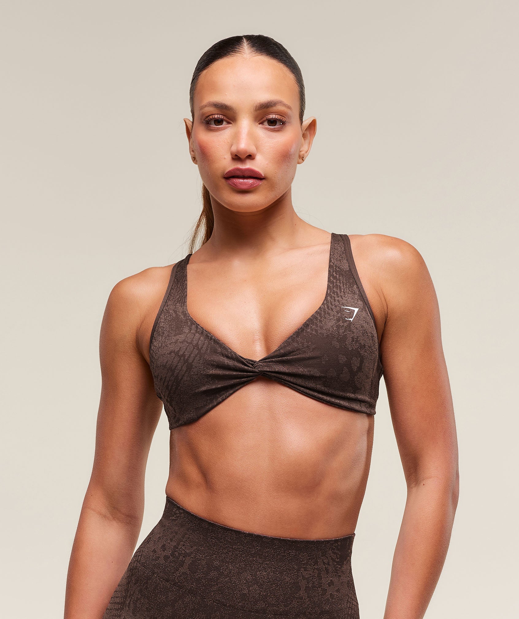 Adapt X Whitney Animal Seamless Twist Front Bra Archive Brown/Soft Brown