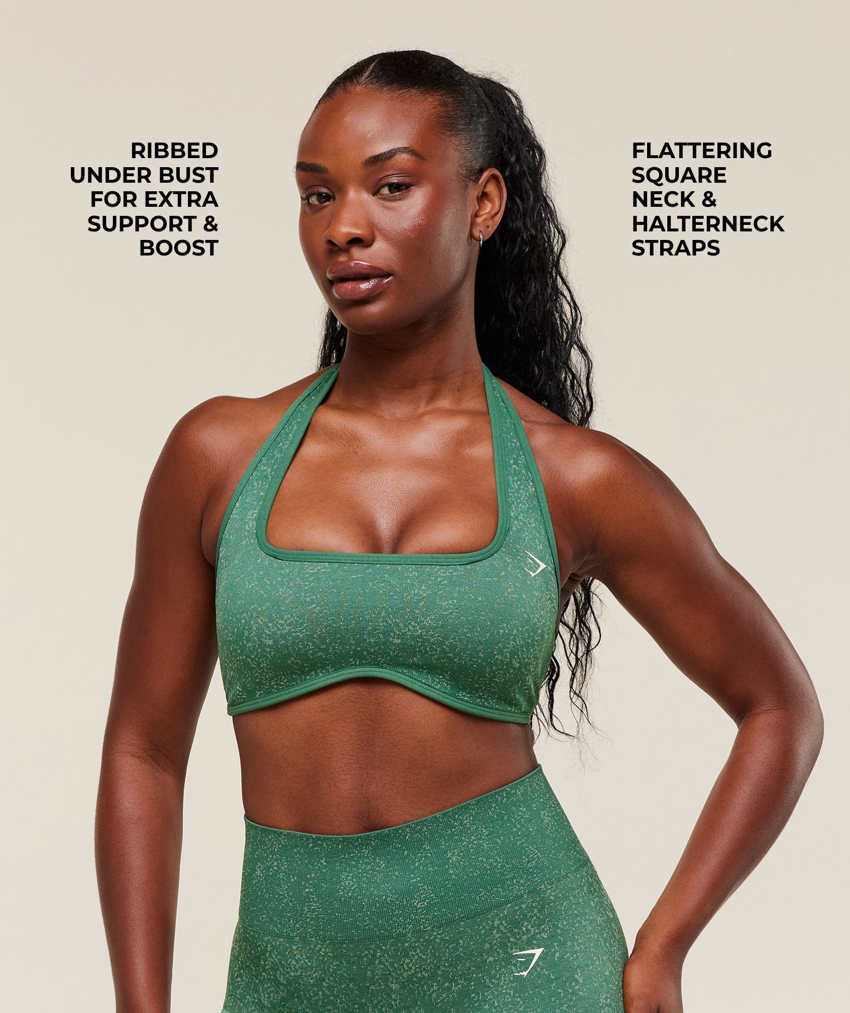 Adapt Fleck x Whitney Halterneck Sports Bra Lift Green/Clay Green