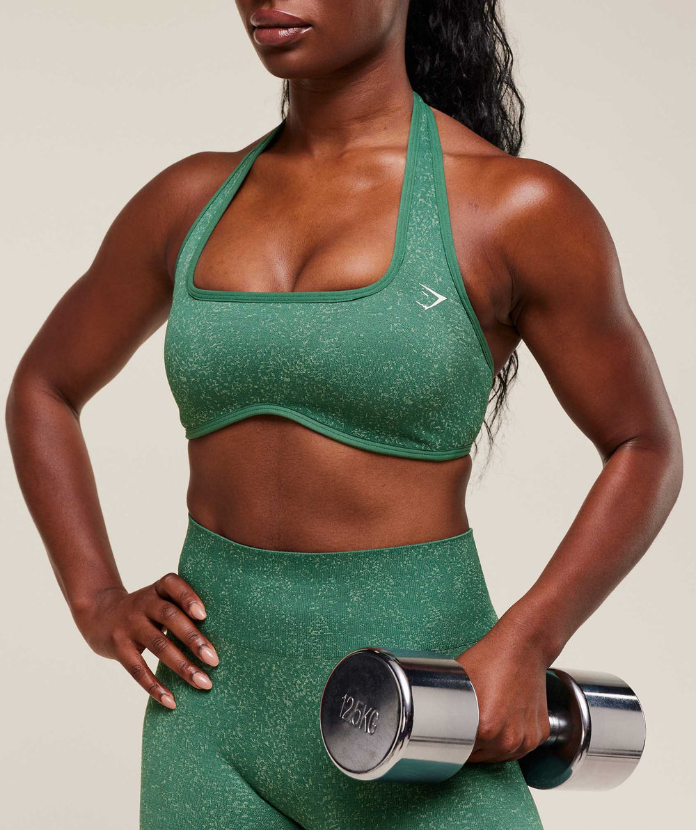 Adapt Fleck x Whitney Halterneck Sports Bra Lift Green/Clay Green
