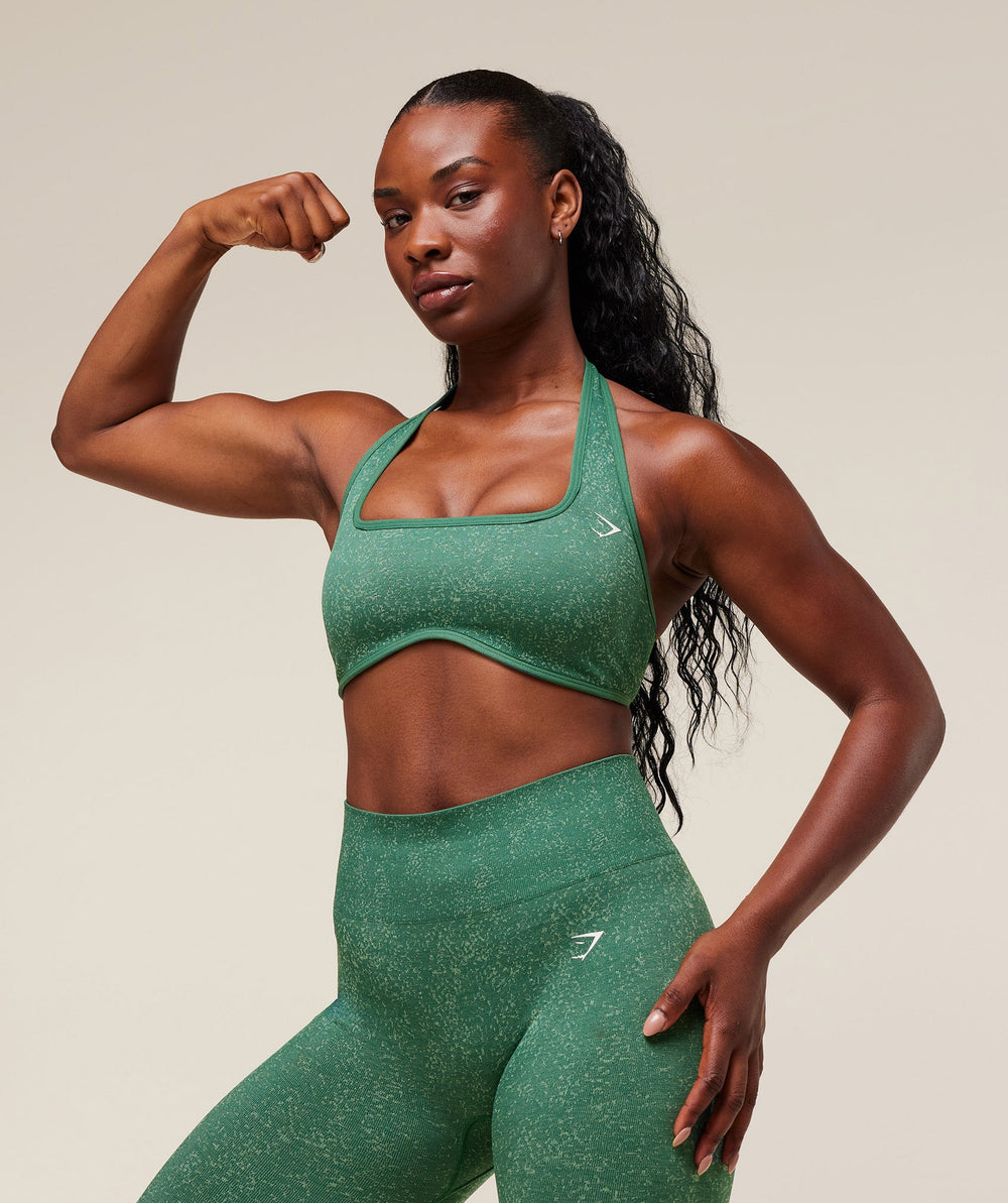 Adapt Fleck x Whitney Halterneck Sports Bra Lift Green/Clay Green