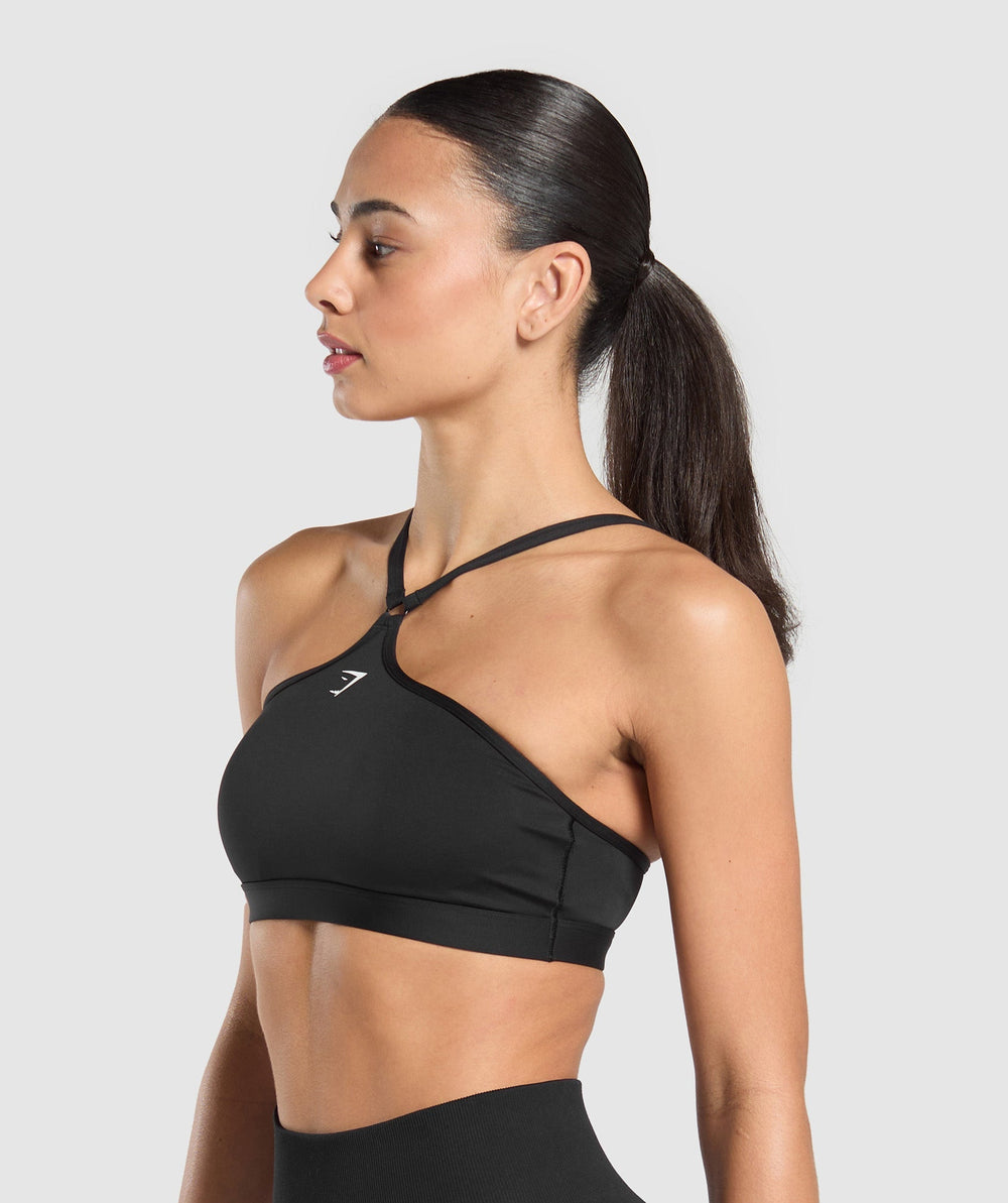Halter Neck Sports Bra Black