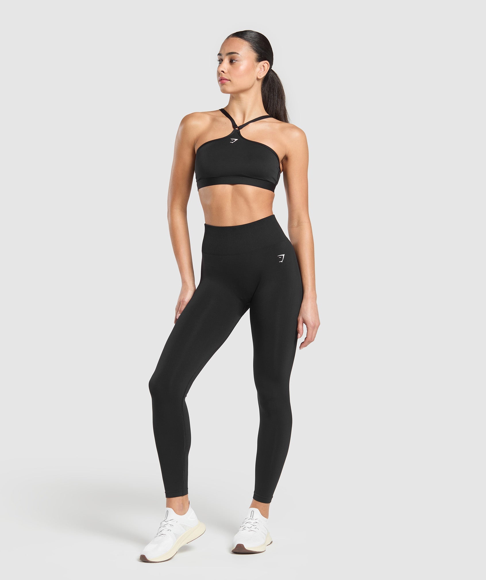 Halter Neck Sports Bra Black