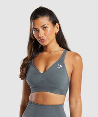 Vital V Neck Sports Bra Strong Grey Marl