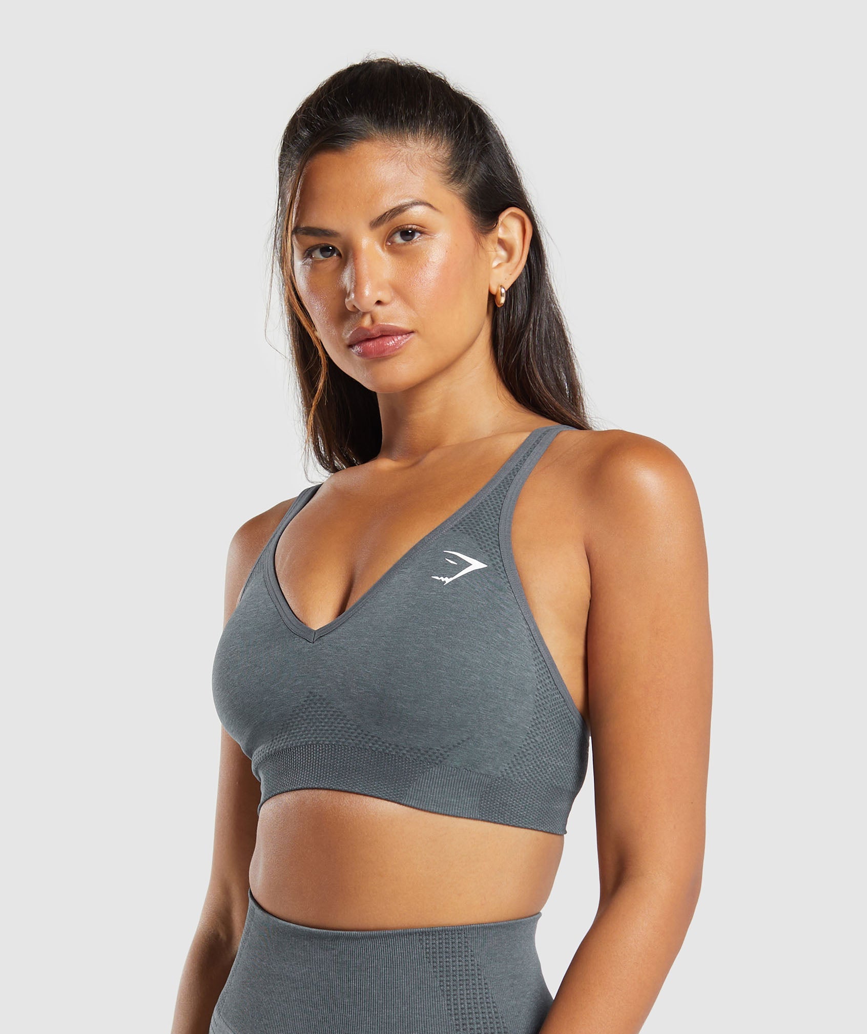 Vital V Neck Sports Bra Strong Grey Marl