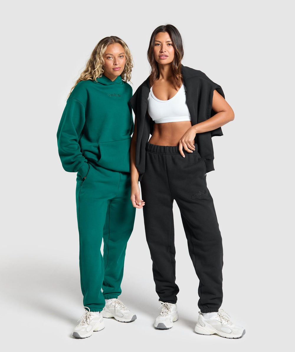 Embroidered Logo Oversized Joggers Black