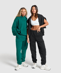 Embroidered Logo Oversized Joggers Black
