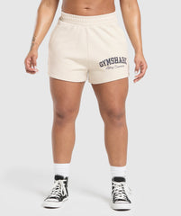 Lifting Essentials Graphic Brushed 4' Shorts Oat White