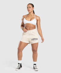 Lifting Essentials Graphic Brushed 4' Shorts Oat White