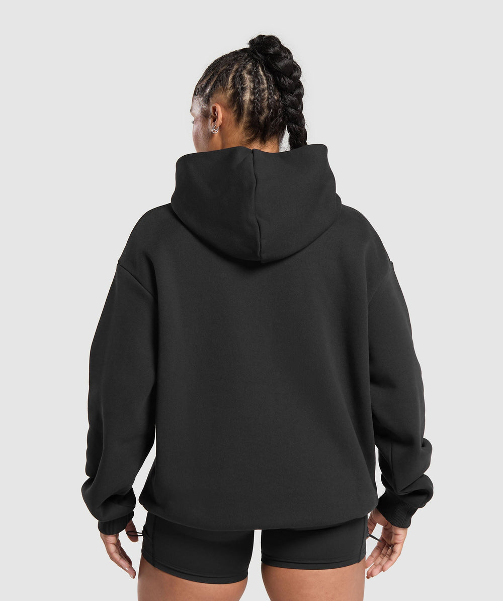 Embroidered Logo Oversized Hoodie Black