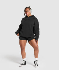 Embroidered Logo Oversized Hoodie Black