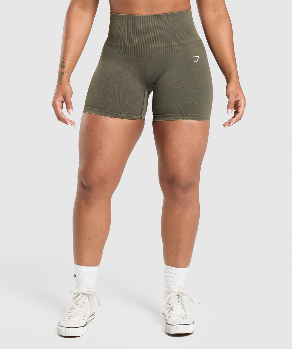 Gains Seamless Washed Shorts Strength Green