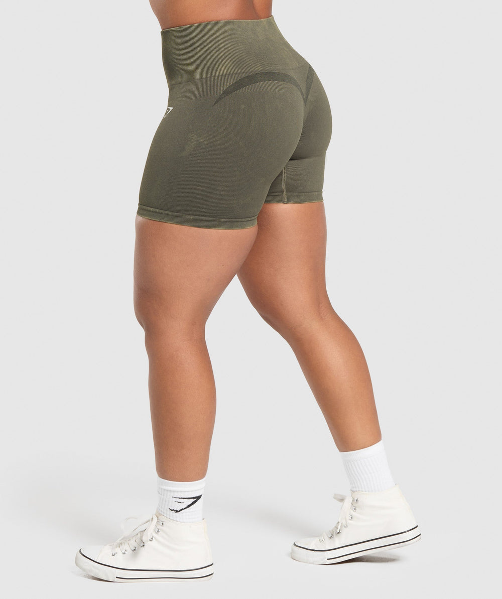 Gains Seamless Washed Shorts Strength Green