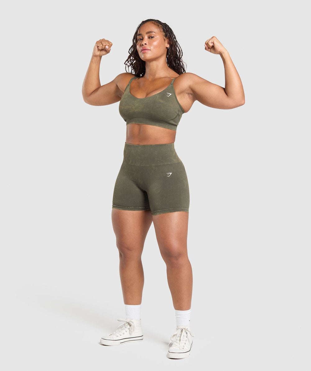 Gains Seamless Washed Shorts Strength Green