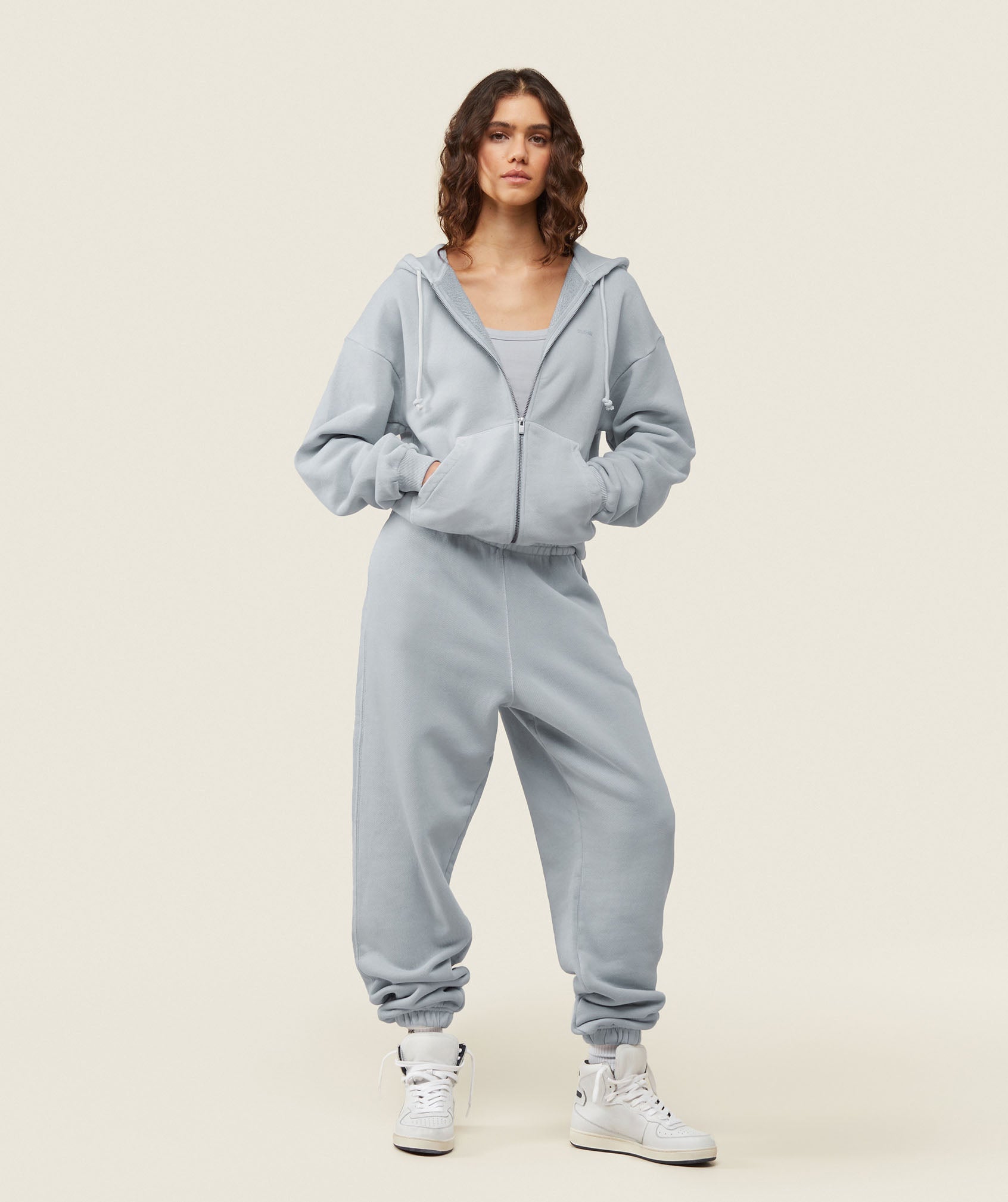 everywear Relaxed Zip Hoodie Ice Grey
