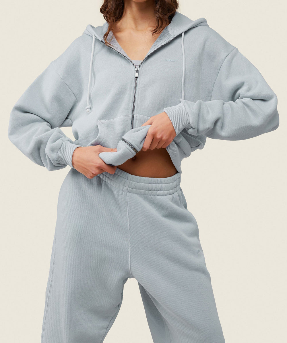 everywear Relaxed Zip Hoodie Ice Grey