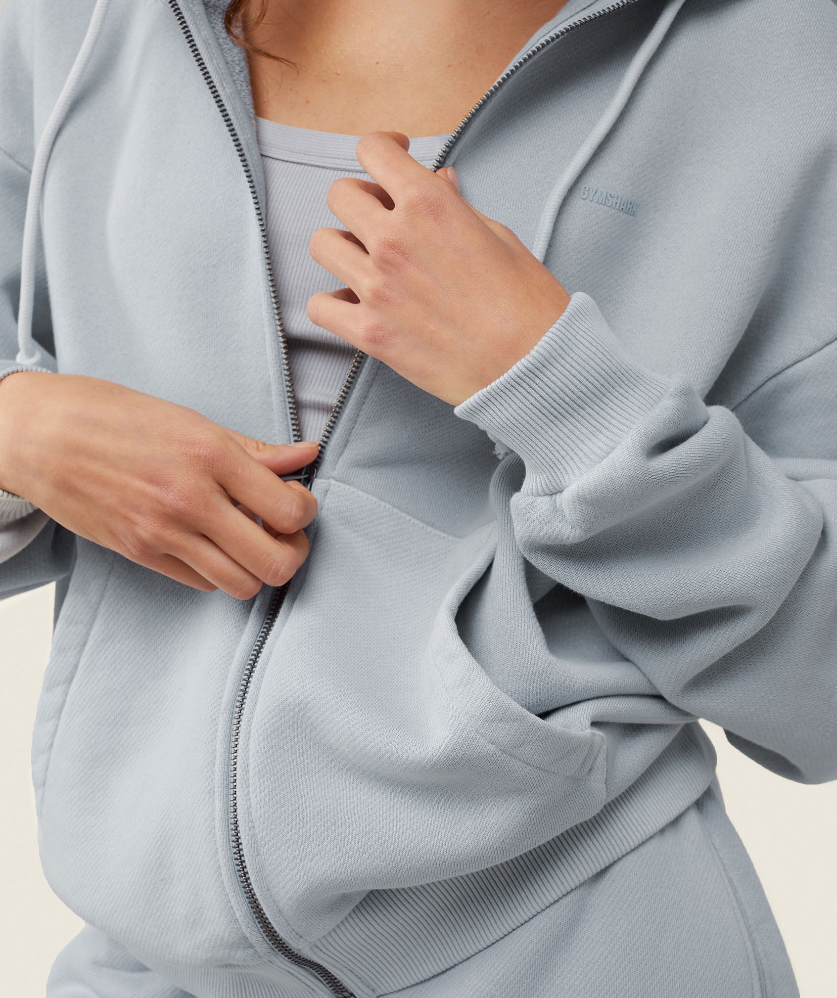 everywear Relaxed Zip Hoodie Ice Grey