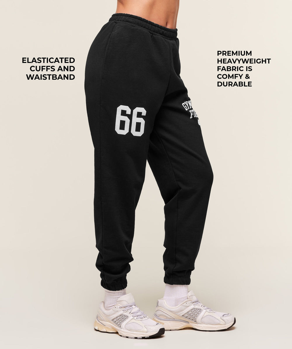 Varsity Graphic Oversized Joggers Black