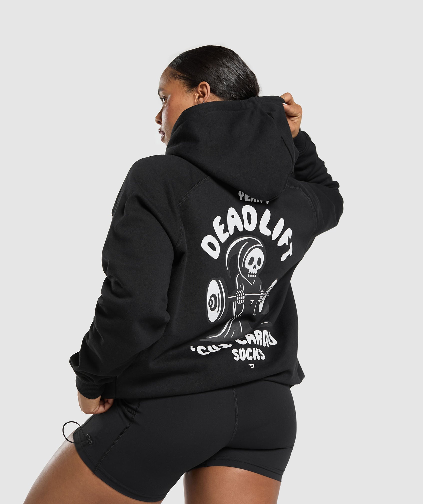 Graphic Reaper Oversized Hoodie Black