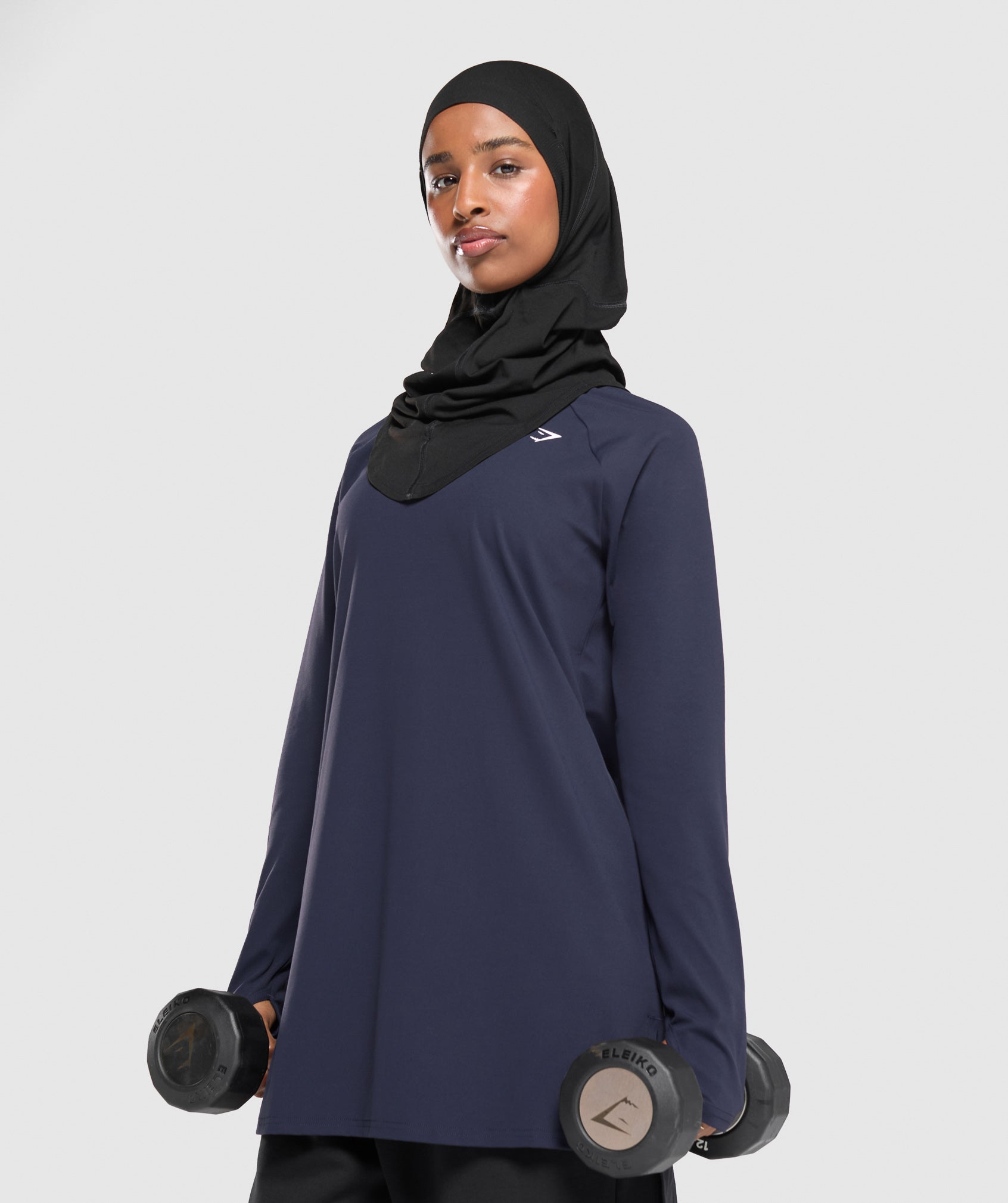 Long Line Long Sleeve Top Heavy Blue