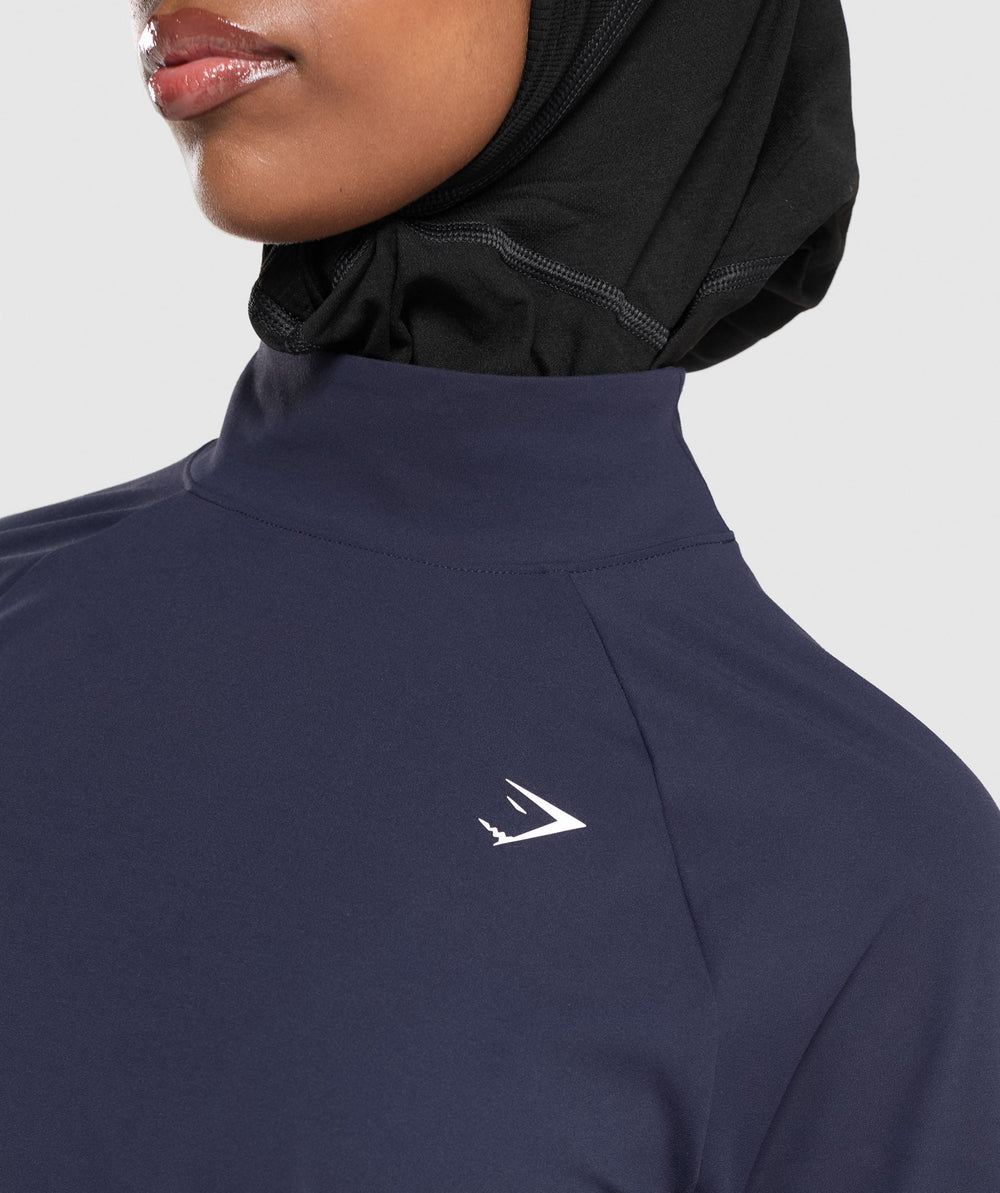 Long Line Long Sleeve Top Heavy Blue