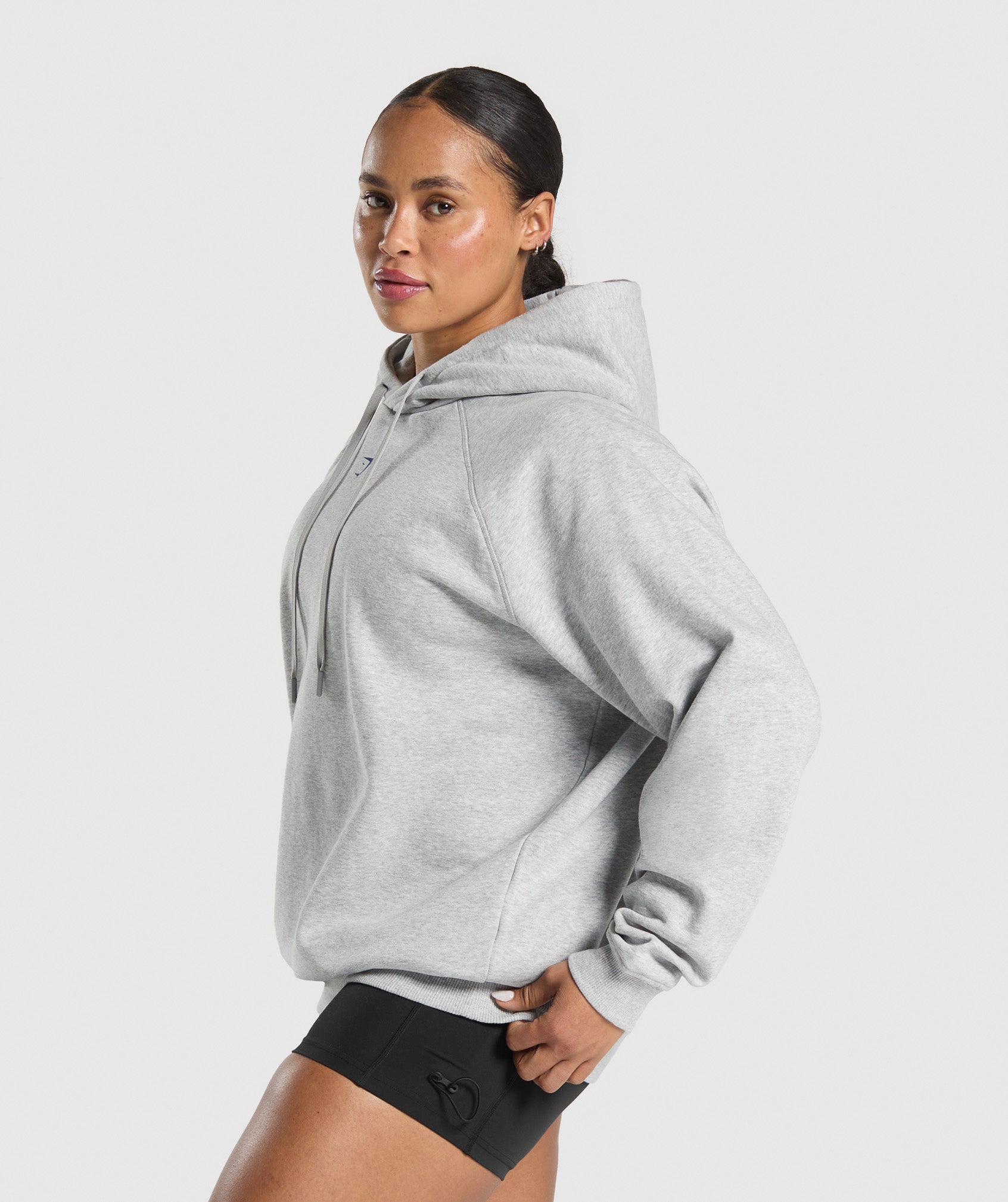 Graphic Reaper Oversized Hoodie Light Grey Core Marl