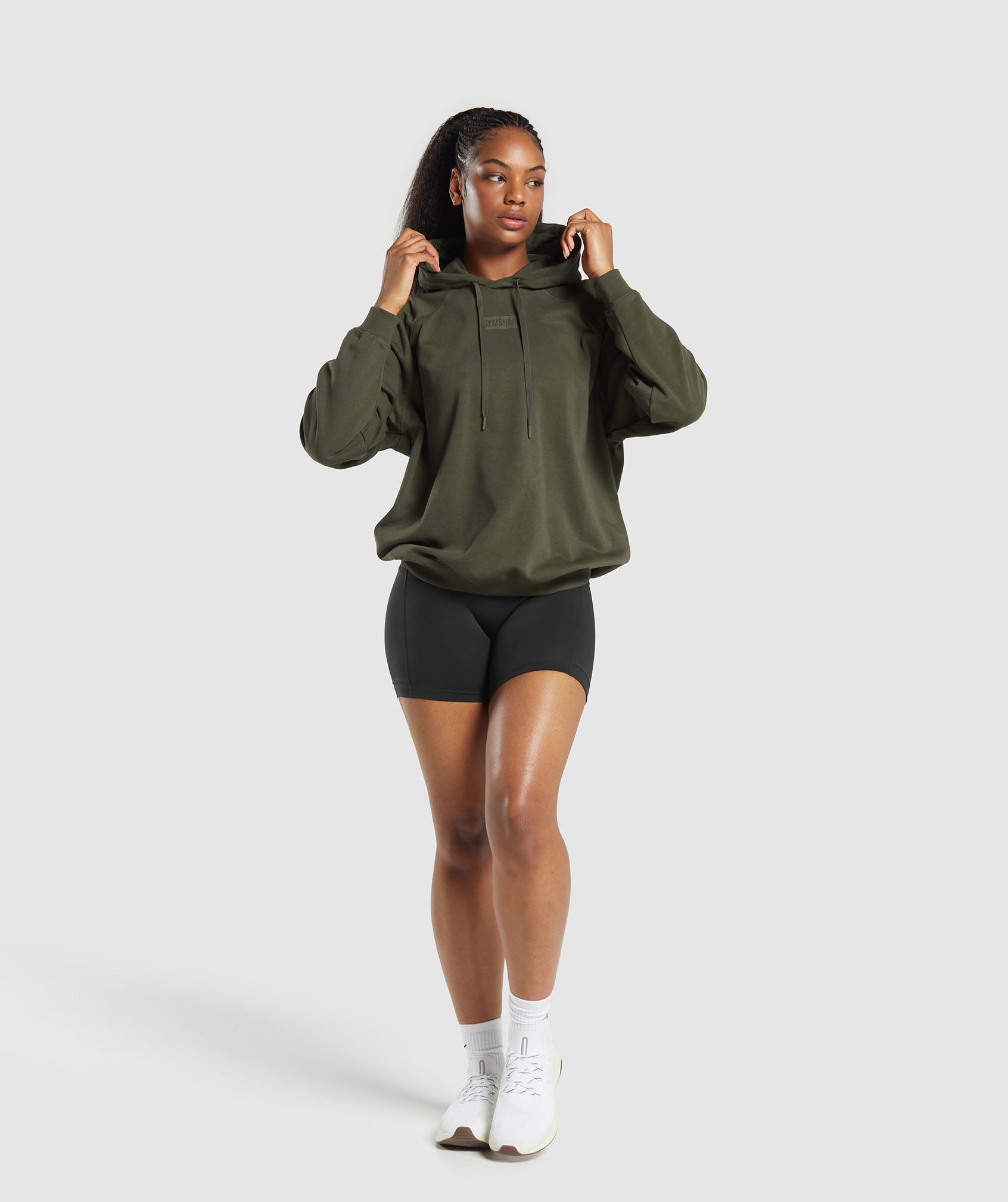 Block Oversized Hoodie Winter Olive