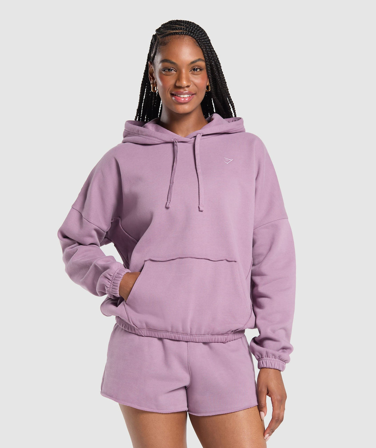 Fleece Oversized Hoodie Soft Purple