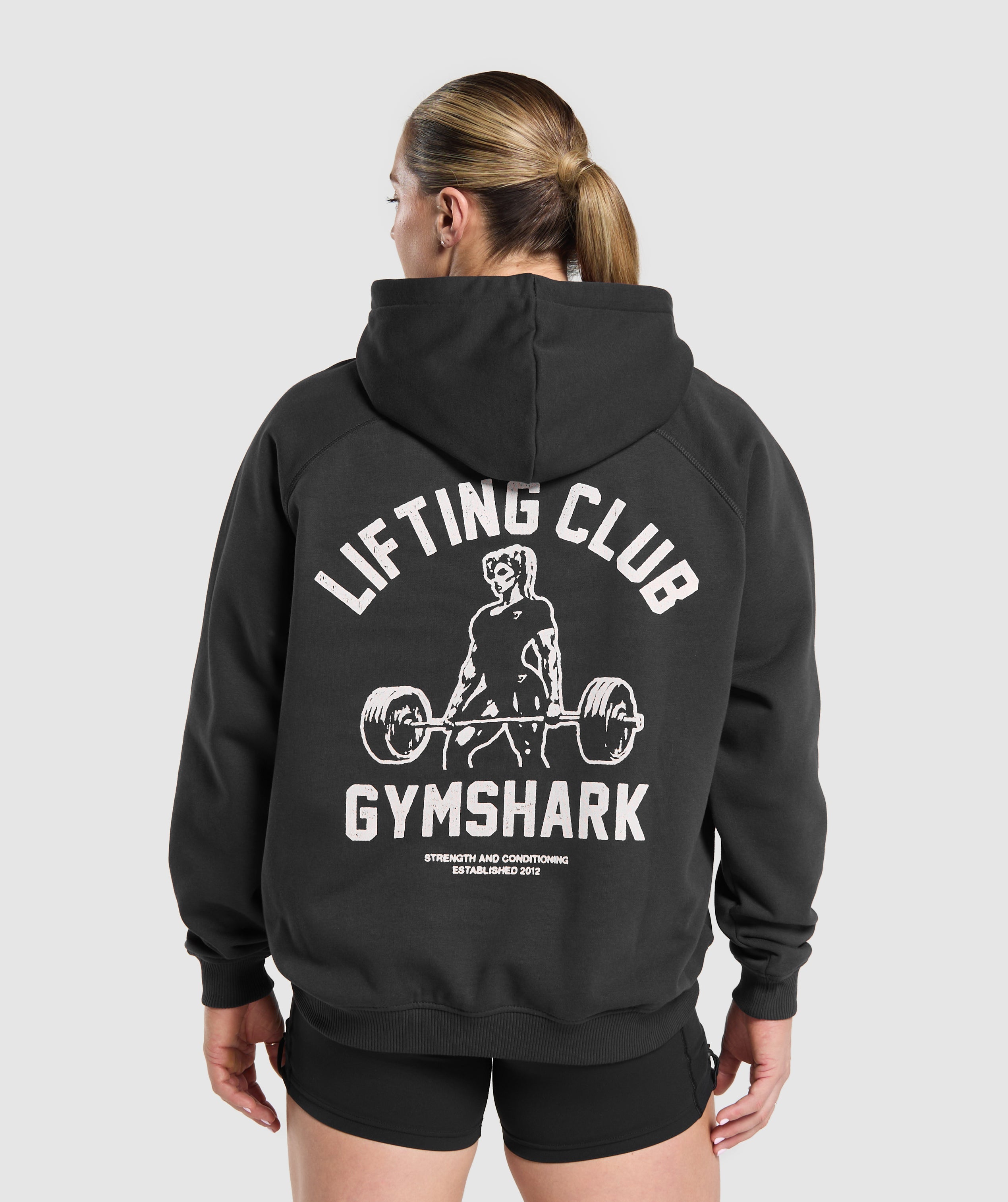 Lifting Club Graphic Brushed Hoodie Black