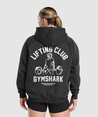 Lifting Club Graphic Brushed Hoodie Black