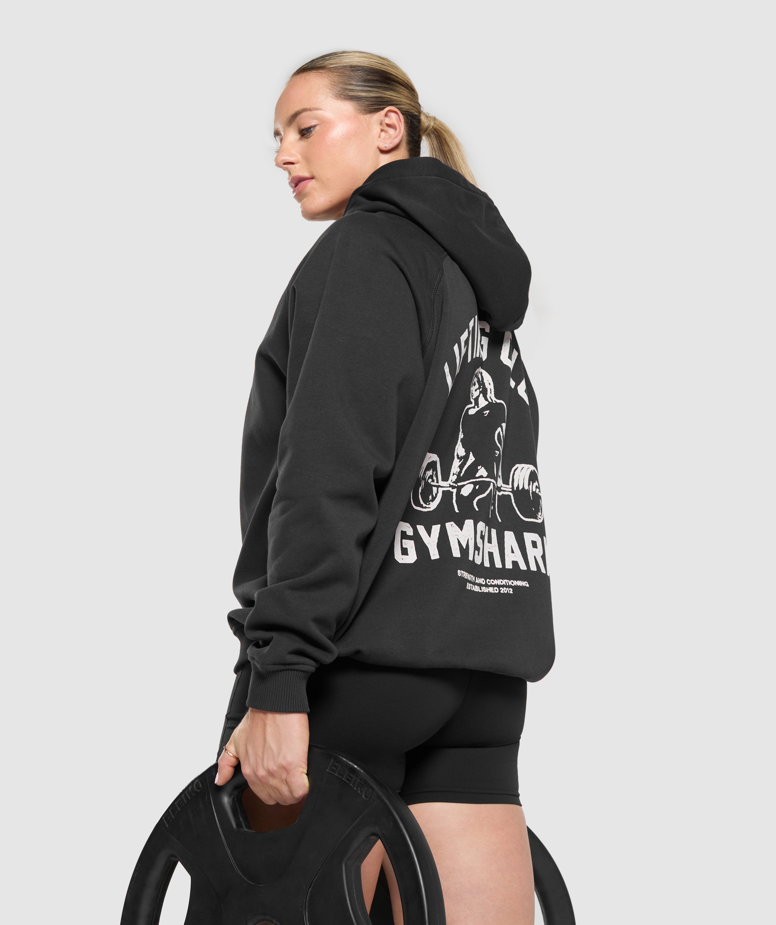 Lifting Club Graphic Brushed Hoodie Black