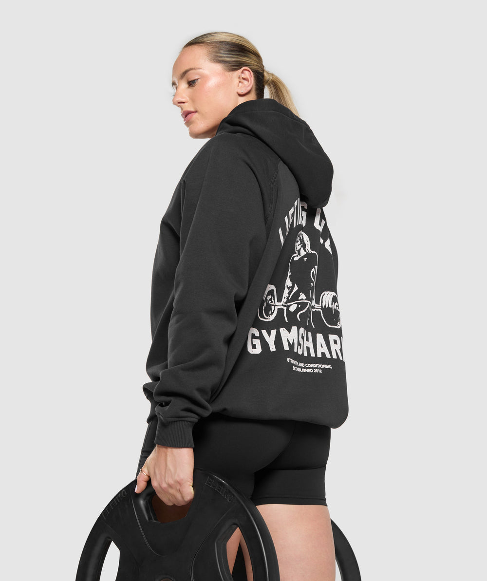 Lifting Club Graphic Brushed Hoodie Black