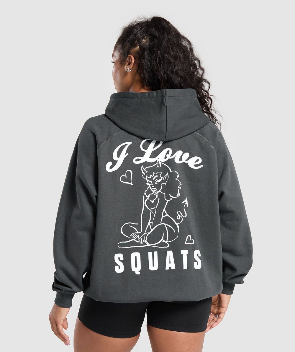 I Love Squats Hoodie Asphalt Grey
