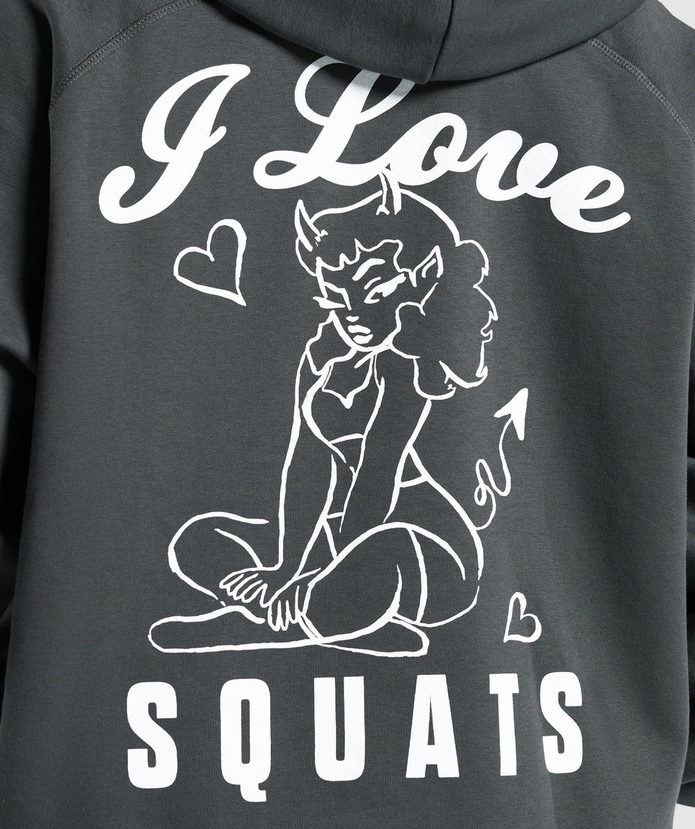 I Love Squats Hoodie Asphalt Grey